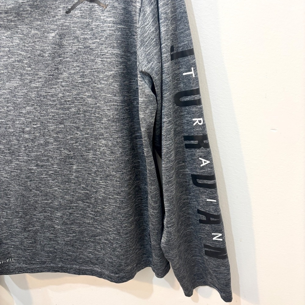 Jordan Nike Boys Shirt XL Gray DriFit Youth Spellout Train Jump Man Hooded - Picture 3 of 5